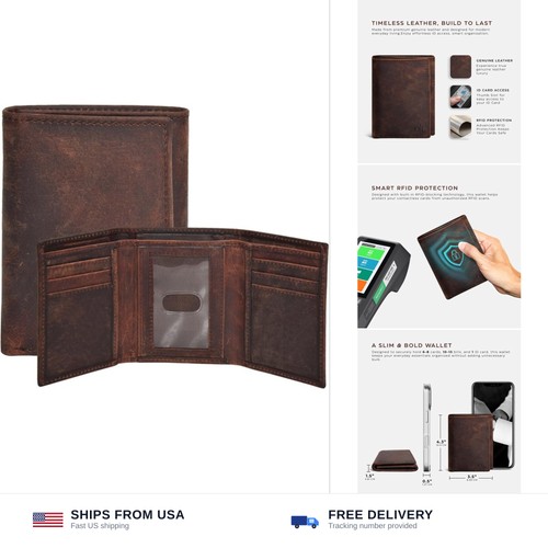 Portafoglio trifold pelle uomo - portafoglio,